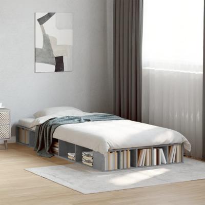 Bedframe bewerkt hout betongrijs 90x200 cm