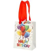 Cepewa verjaardag giftbags/cadeau tasjes - wit - happy birthday - ballonnen - 11 x 14 x 6 cm