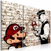 Schilderij - Gescheurde muur - Banksy , 3 luik ,   rood wit - thumbnail