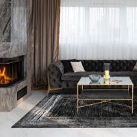 Vloerkleed Craft deluxe - zwart grijs vintage lijst abstract -160 x 230 cm