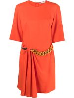 Stella McCartney robe courte drapée à détail de chaîne - Orange