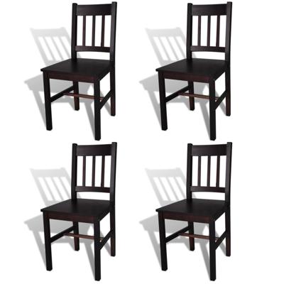 Eetkamerstoelen 4 st grenenhout donkerbruin
