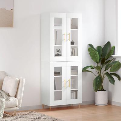 Hoge kast 69,5x34x180 cm bewerkt hout wit