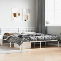 Bedframe met hoofdbord metaal wit 193x203 cm