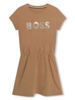 BOSS Kidswear robe évasée à logo imprimé - Marron