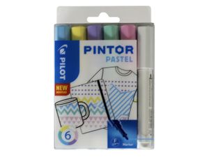 Pilot Pintor Pastel markeerstift 6 stuk(s) Kogelpunt Blauw, Groen, Roze, Violet, Wit, Geel