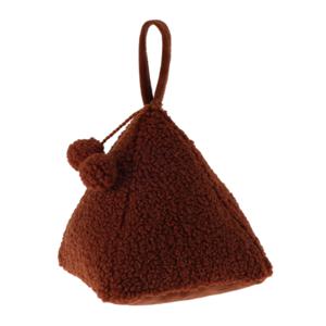 H&amp;S Collection Deurstopper Teddy - roest bruin - 17 x 17 x 16 - polyester - piramide vorm - met verplaats lus   -