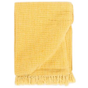 VidaXL Plaid 125x150 cm katoen mosterdgeel