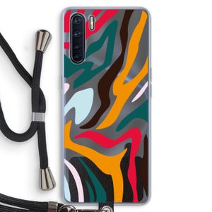 Colored Zebra: Oppo A91 Transparant Hoesje met koord