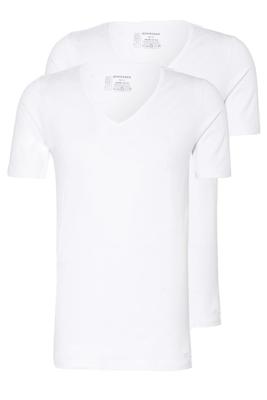Schiesser T-shirt V-hals 95/5 2-pack wit