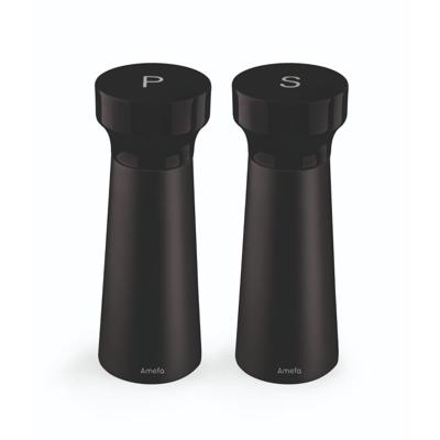Amefa houten peper-zout molen set 15 cm 2 stuks zwart