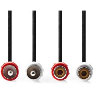 Stereo-Audiokabel | 2x RCA Male | 2x RCA Female | Vernikkeld | 2.00 m | Rond | Zwart | Label