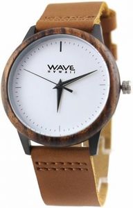 Wave hawaii Horloge Zebra dames 4 cm hout/leer bruin