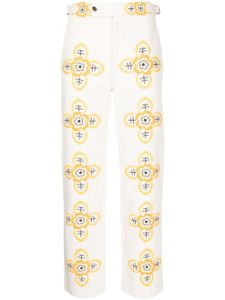 BODE pantalon droit Buttercup à broderies - Blanc