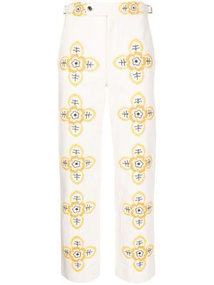 BODE pantalon droit Buttercup à broderies - Blanc