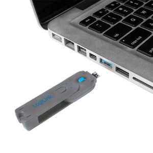 LogiLink USB PORT LOCK, 1 KEY USB-A-poortslot Zilver, Blauw Incl. 1 sleutel