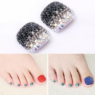 2 stuks Crystal nep Nail Art Tips Rhinestone volledige dekking teennagels Decals stickers (NO: 29)