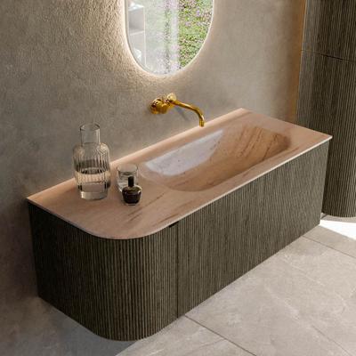 Badmeubel Mondiaz Kurve-Dlux | 115 cm | Meubelkleur Shadow | Wastafelkleur Saba | Solid surface | Wasbak rechter zijde spoelbak | Zonder kraangat(en)