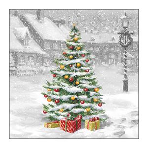 Kerst thema servetten - 20x st - 33 x 33 cm - winter - kerstboom