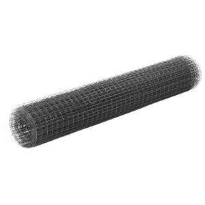VidaXL Kippengaas 10x1 m staal met pvc coating grijs