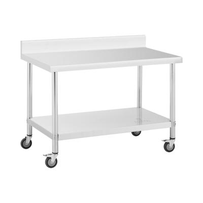 Roestvrijstalen tafel met wielen - 70 x 120 cm - opstand - 158 kg draagvermogen - Royal Catering