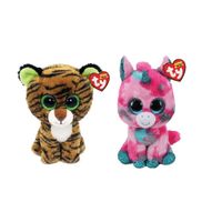 Ty - Knuffel - Beanie Boo's - Gumball Unicorn & Tiggy Tiggy Tiger - thumbnail