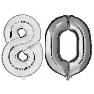 80 jaar leeftijd helium/folie ballonnen zilver feestversiering   -
