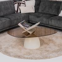 Sohome Organische Salontafel 'Jacky' Glas en betonlook, 110 x 65cm