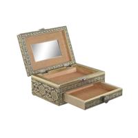 Doos-Juwelenkistje Home ESPRIT Wit Champagne Hout Aluminium 17,5 x 12,5 x 8,5 cm