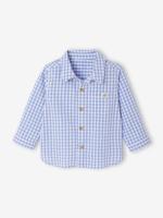 Seersucker babyhemd met ruitjes blauw, geruit
