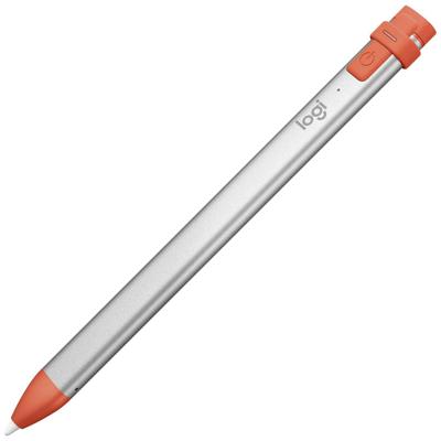 Logitech Crayon Touchpen Herlaadbaar, Met verwisselbare carbonpunt, Met precieze schrijfpunt, Bluetooth, Palm-Blocking-technologie Oranje, Zilver