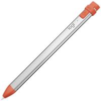 Logitech Crayon Touchpen Herlaadbaar, Met verwisselbare carbonpunt, Met precieze schrijfpunt, Bluetooth, Palm-Blocking-technologie Oranje, Zilver - thumbnail