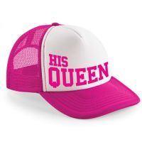 Snapback/cap voor dames - His Queen - roze/wit - feest pet - koningin - vrijgezellenfeest