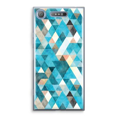 Gekleurde driehoekjes blauw: Sony Xperia XZ1 Transparant Hoesje