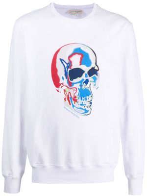 Alexander McQueen sweat en coton à imprimé tête de mort - Blanc