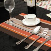 2 PC'S keuken dinning tabel placemat servetten hittebestendig PVC Stripe mat placemats Manteles doilies Coaster Cup pad (oranje)