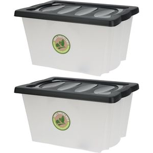 2x Stuks Opberg boxen/dozen - kunststof - 20 liter - 43 x 33 x 24 cm