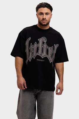 Label Garment Heavyweight Boxy T-Shirt Heren Zwart/Grijs - Maat XL - Kleur: ZwartGrijs | Soccerfanshop