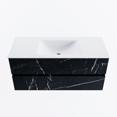 MONDIAZ VICA 110cm badmeubel onderkast Marquina 2 lades. Wastafel CLOUD midden zonder kraangat, kleur Talc.