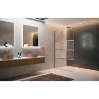 Novellini H art Inloopdouche - 100x200cm - Ribbelglas flute - brushed red gold (koper) harthc100-94r