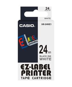 Casio XR-24WE1 Labeltape Tapekleur: Wit Tekstkleur: Zwart 24 mm 8 m