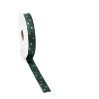Kerst Lint Classic Star ribbon 15mm x 20 meter groen