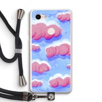 Roze wolken met vogels: Pixel 3 XL Transparant Hoesje met koord