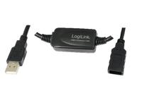 LogiLink USB-kabel USB 2.0 USB-A stekker, USB-A bus 25.00 m Zwart UA0147