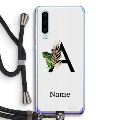 Charcoal Flora: Huawei P30 Transparant Hoesje met koord