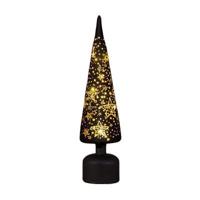 Kerstboompje glas led draaiend dia. 10x39 cm zwart/goud Anna's Collection - Annas collection