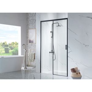 Douchedeur SaniClear Slide Black | 120x200 cm | 1 Schuifdeur | Helder glas | Zwart mat beslag