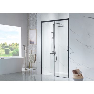 Douchedeur SaniClear Slide Black | 120x200 cm | 1 Schuifdeur | Helder glas | Mat zwart beslag