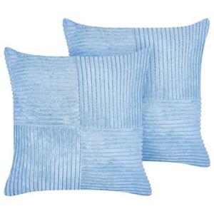 Beliani-MILLET-Sierkussen set van 2-Blauw-43 x 43 cm-Corduroy