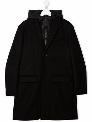 Fendi Kids manteau en laine à simple boutonnage - Noir